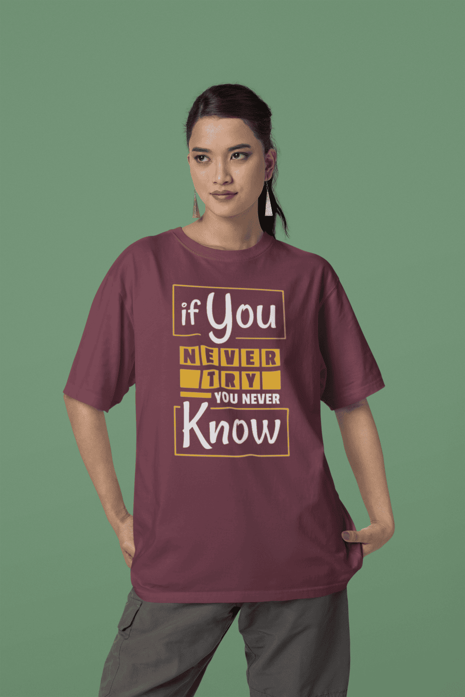 if you never try you will never know half sleeve unisex cotton t shirt