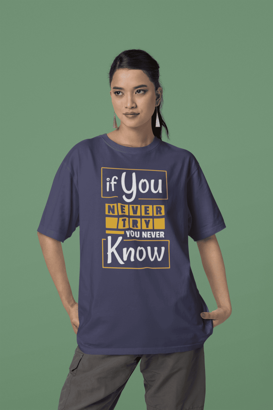 if you never try you will never know half sleeve unisex cotton t shirt