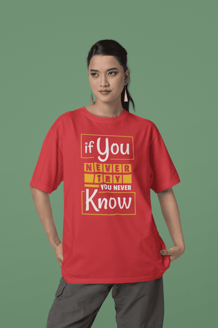 if you never try you will never know half sleeve unisex cotton t shirt