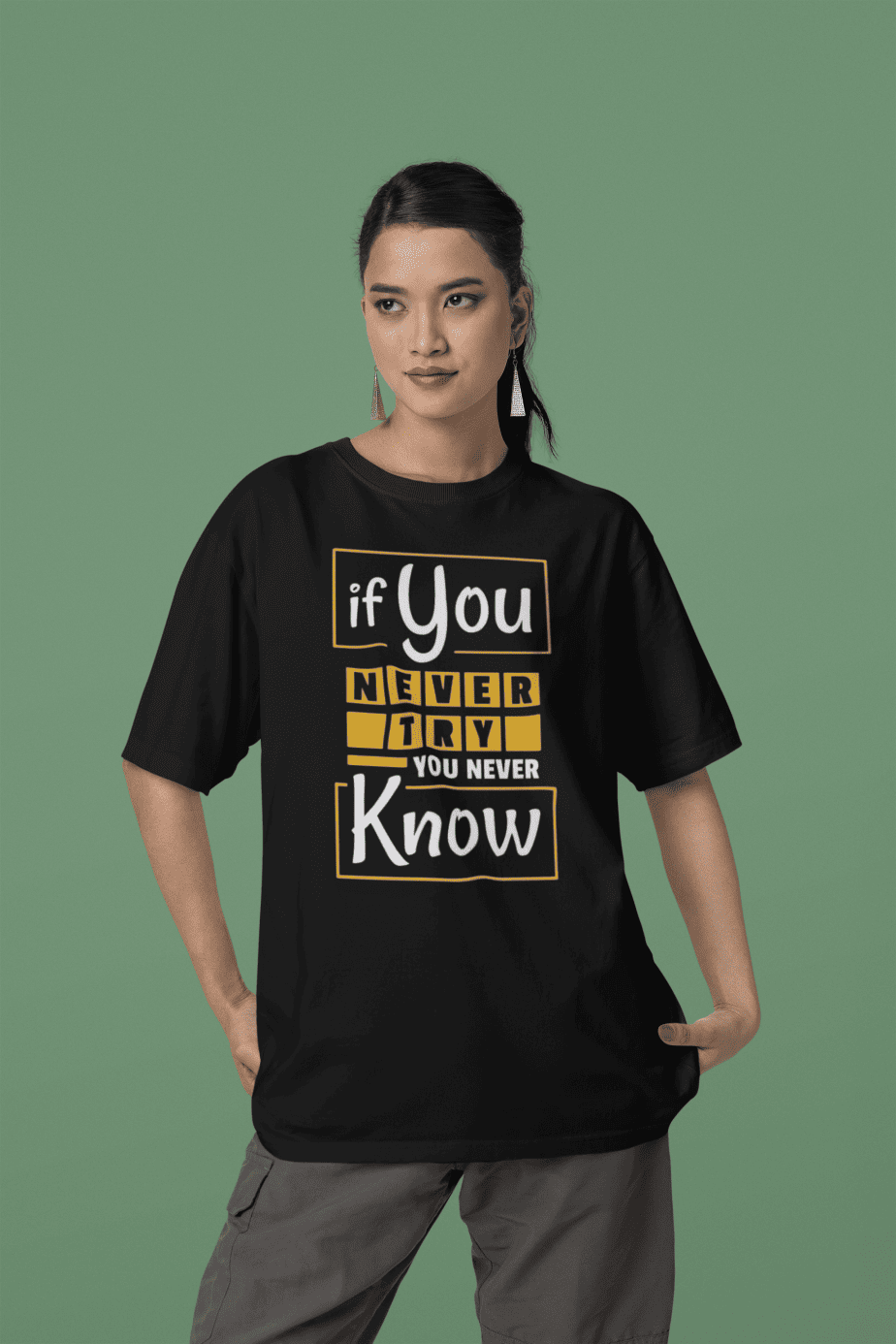 if you never try you will never know half sleeve unisex cotton t shirt