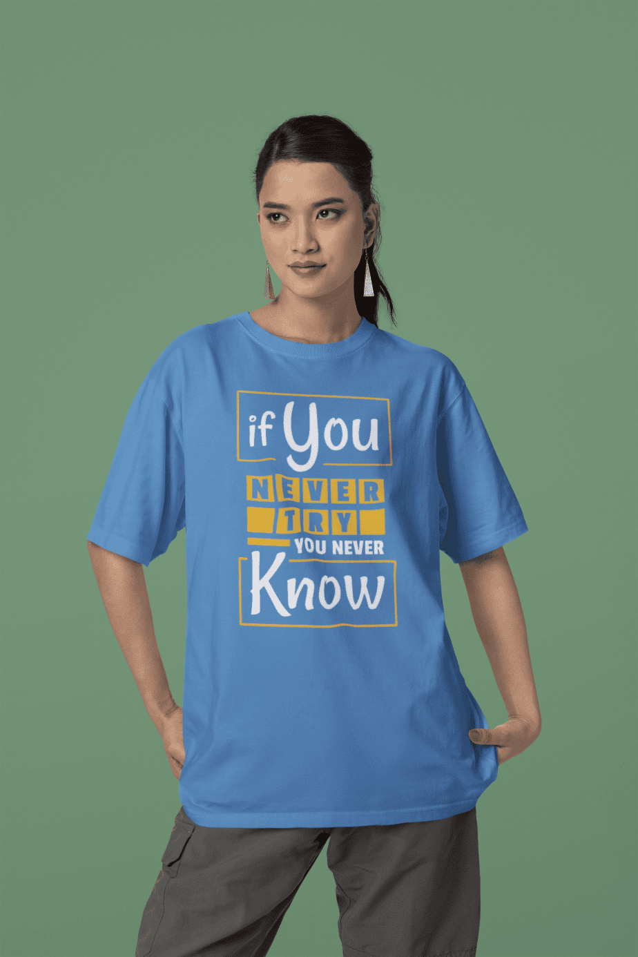 if you never try you will never know half sleeve unisex cotton t shirt