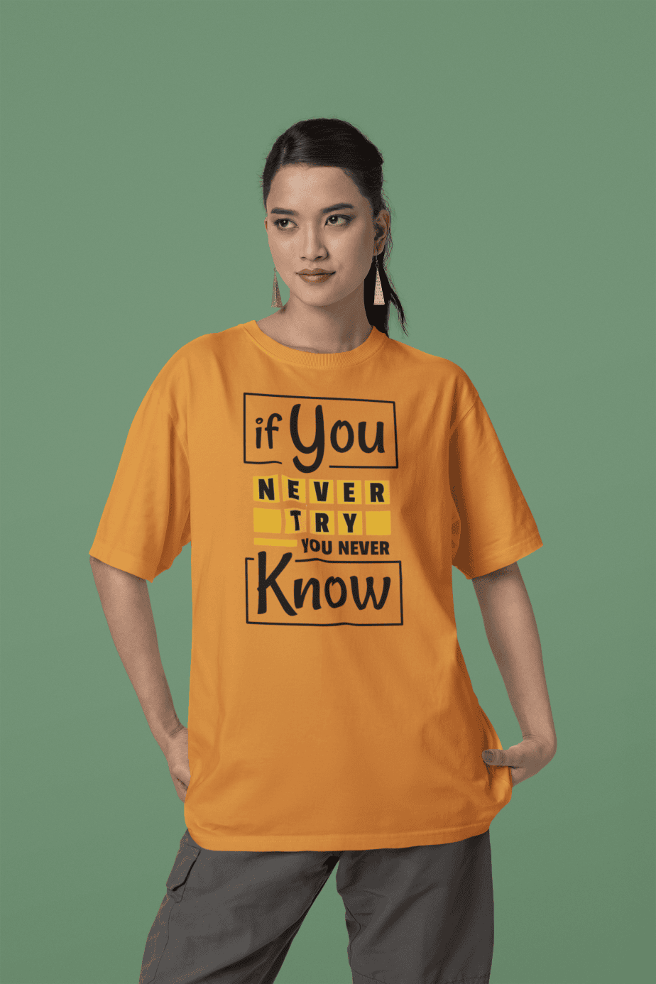 if you never try you will never know half sleeve unisex cotton t shirt