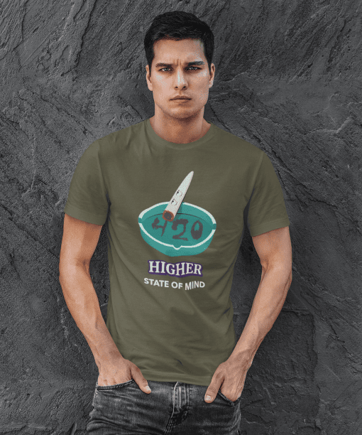 higher state of mind half sleeve unisex cotton t shirt