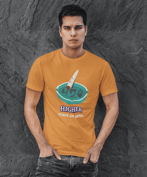 higher state of mind half sleeve unisex cotton t shirt