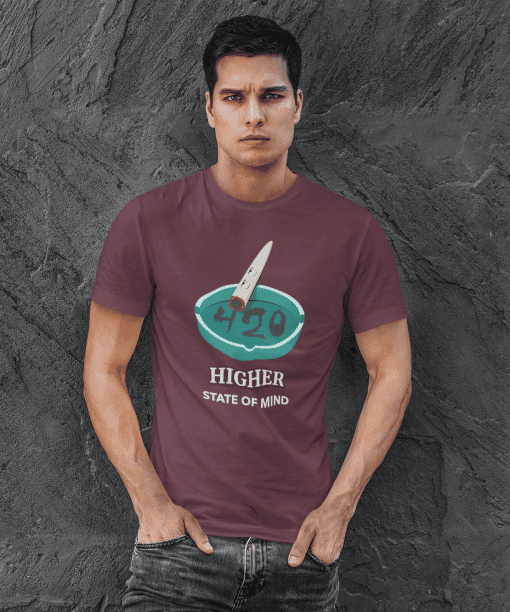 higher state of mind half sleeve unisex cotton t shirt