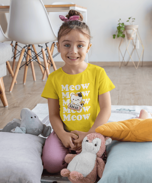 meow meow round neck 100% cotton t shirt