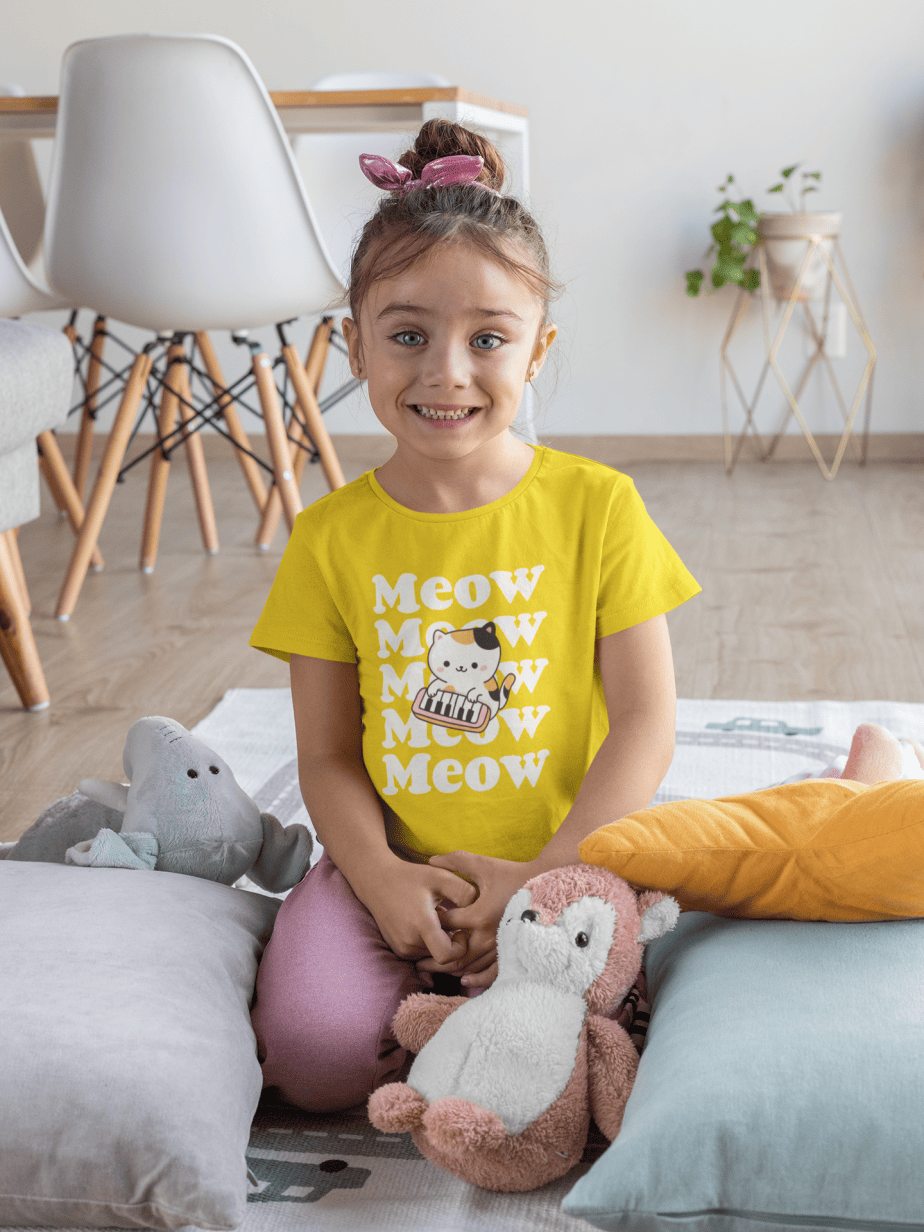 meow meow round neck 100% cotton t shirt