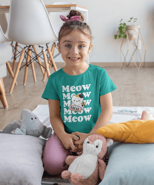 meow meow round neck 100% cotton t shirt