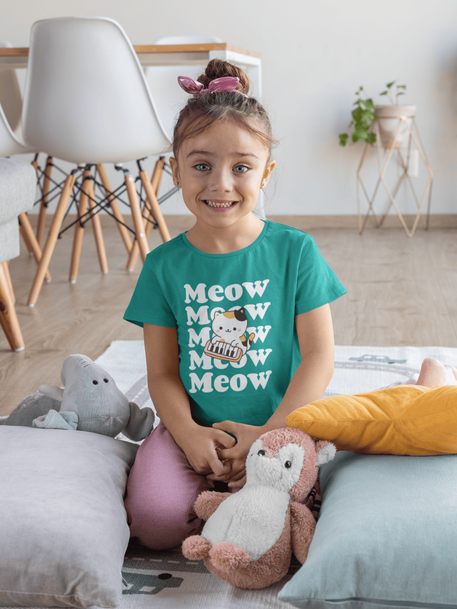 meow meow round neck 100% cotton t shirt