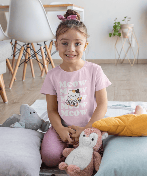 meow meow round neck 100% cotton t shirt