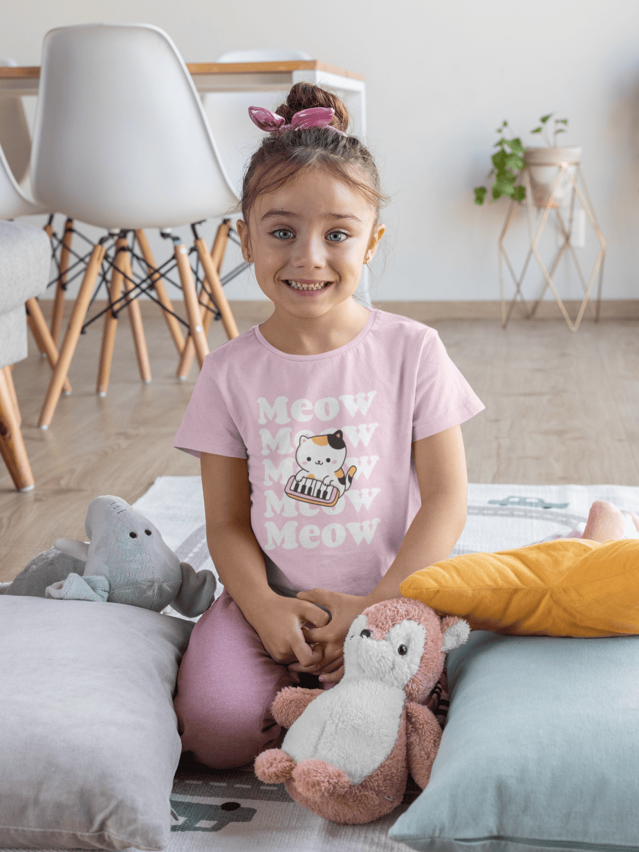 meow meow round neck 100% cotton t shirt