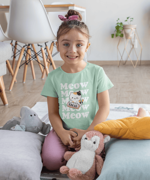 meow meow round neck 100% cotton t shirt