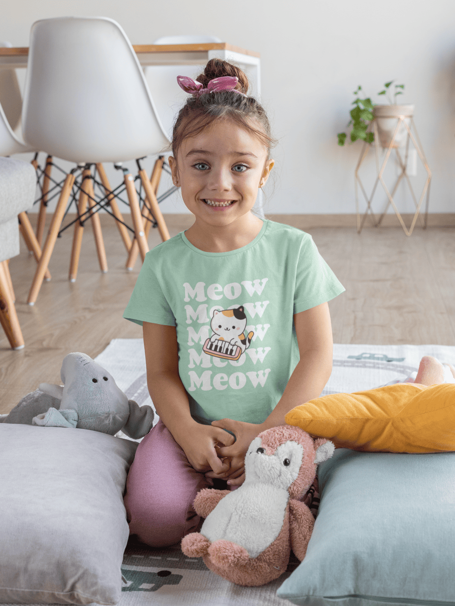 meow meow round neck 100% cotton t shirt
