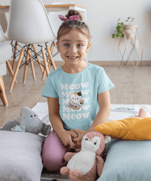 meow meow round neck 100% cotton t shirt