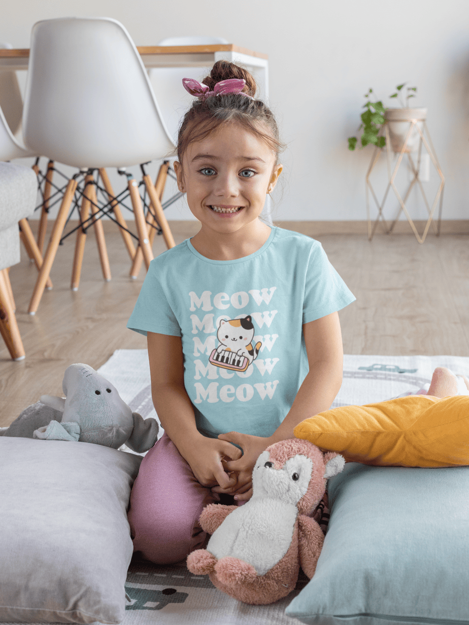 meow meow round neck 100% cotton t shirt