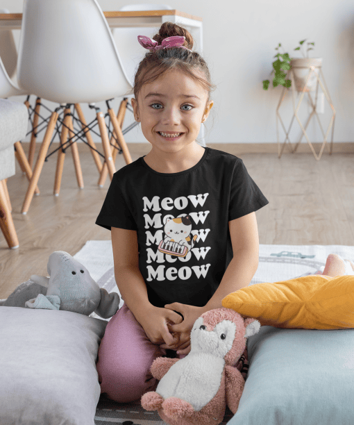 meow meow round neck 100% cotton t shirt