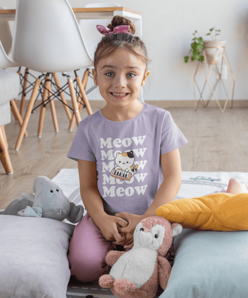 meow meow round neck 100% cotton t shirt