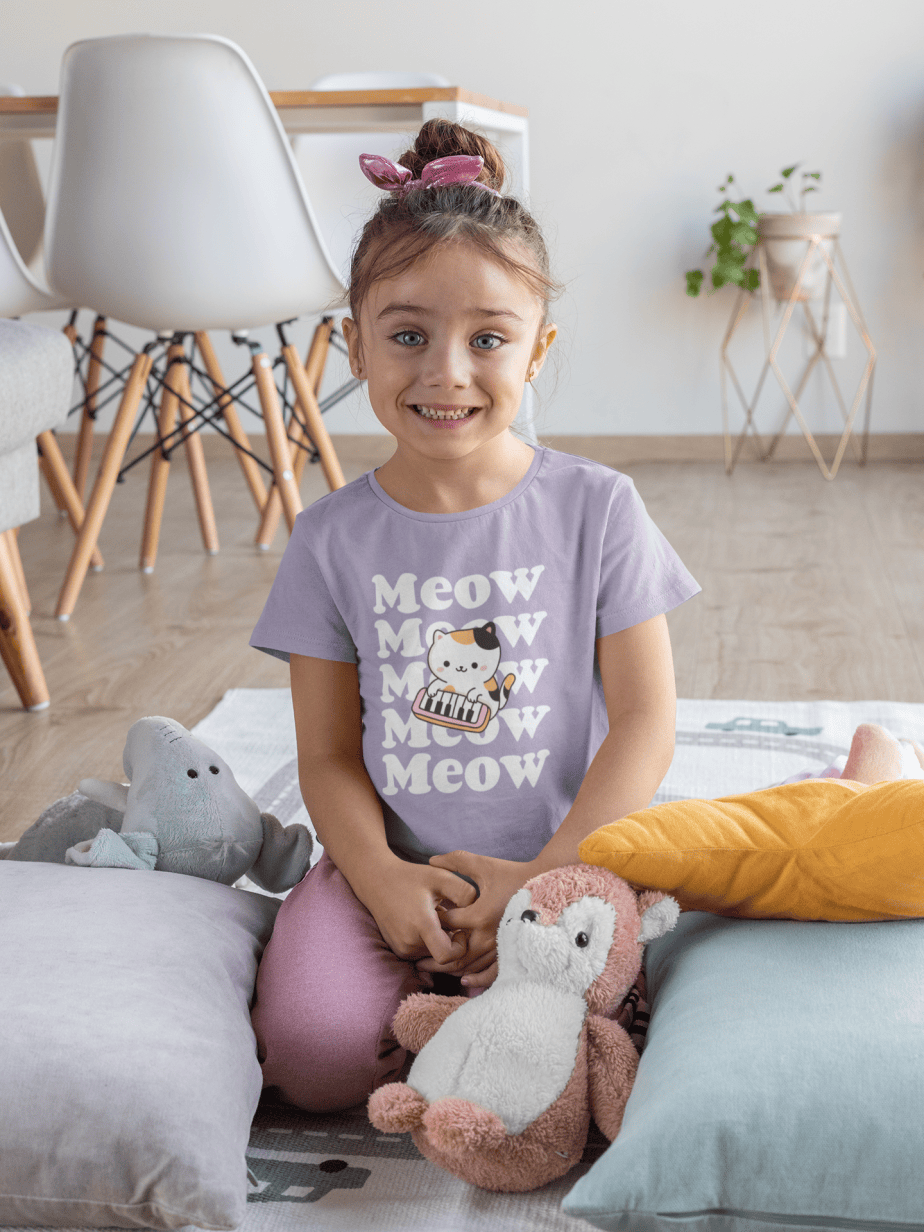 meow meow round neck 100% cotton t shirt