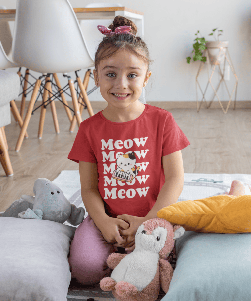 meow meow round neck 100% cotton t shirt