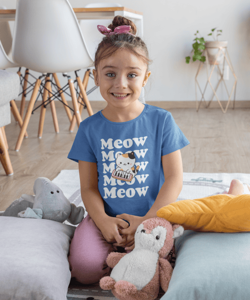 meow meow round neck 100% cotton t shirt