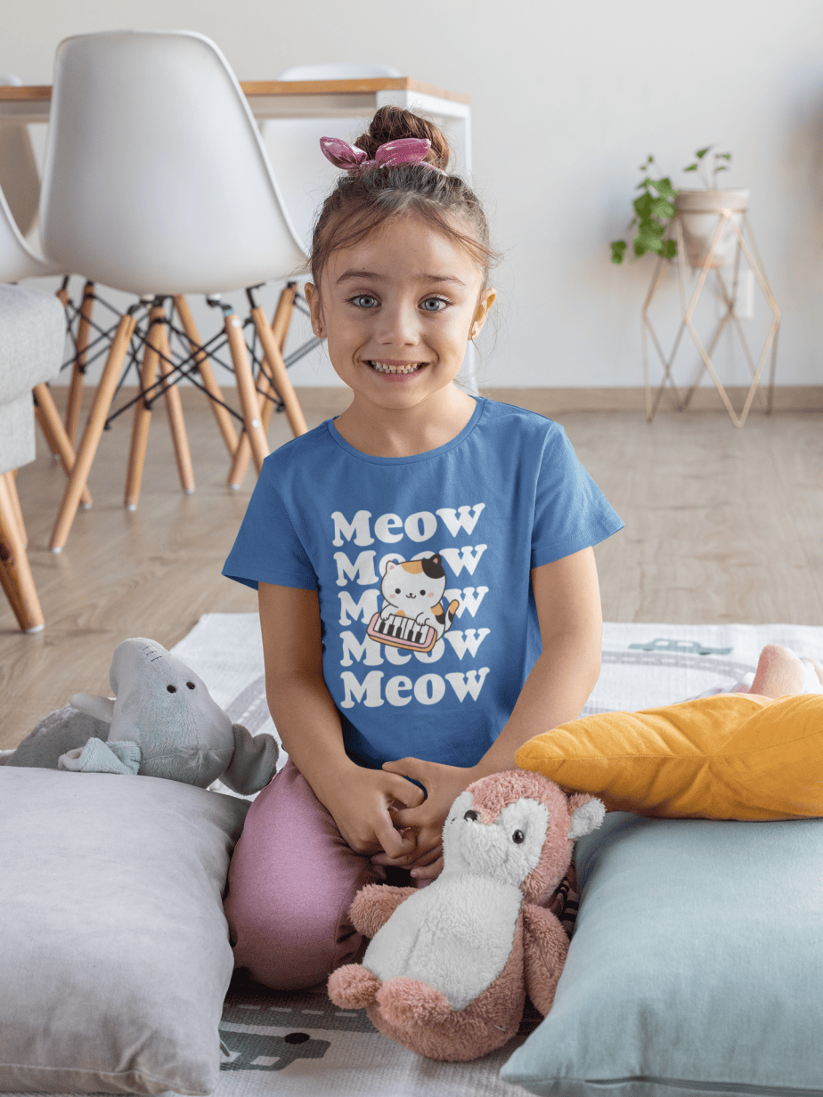 meow meow round neck 100% cotton t shirt