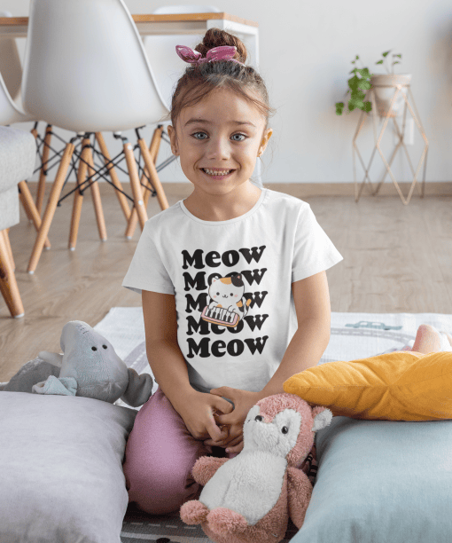 meow meow round neck 100% cotton t shirt
