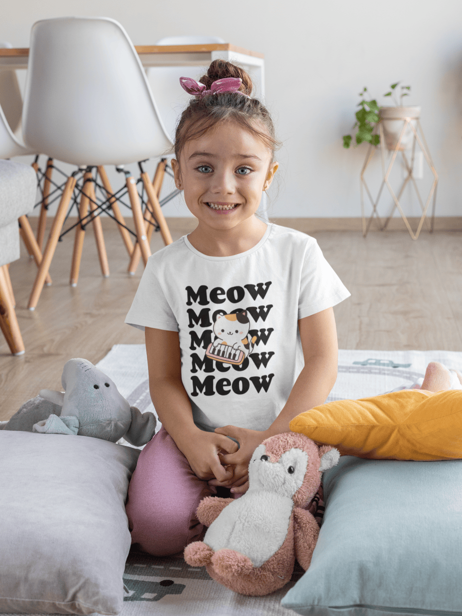 meow meow round neck 100% cotton t shirt