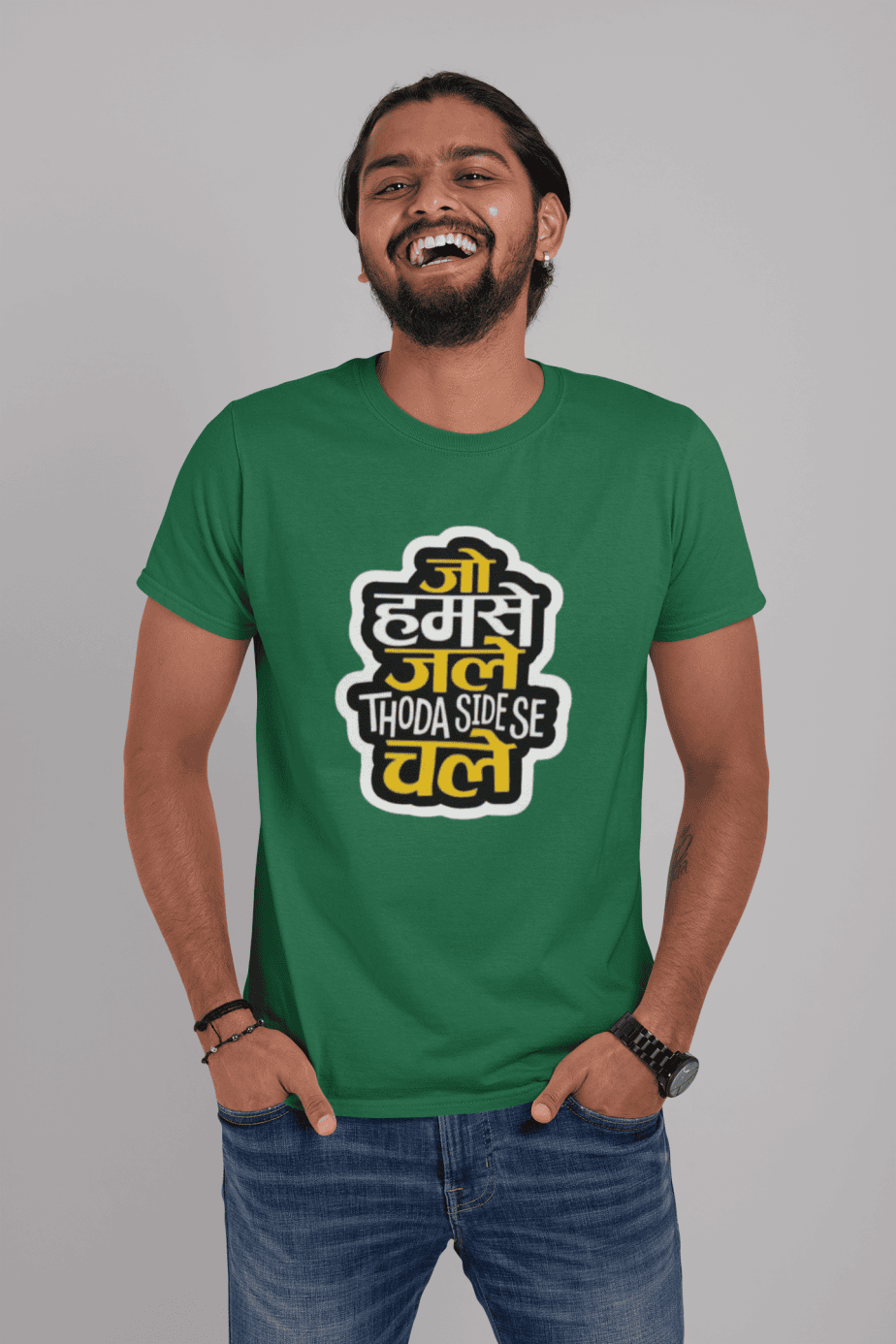 jaa ke puch mere baare mein half sleeve unisex cotton t shirt (copy)