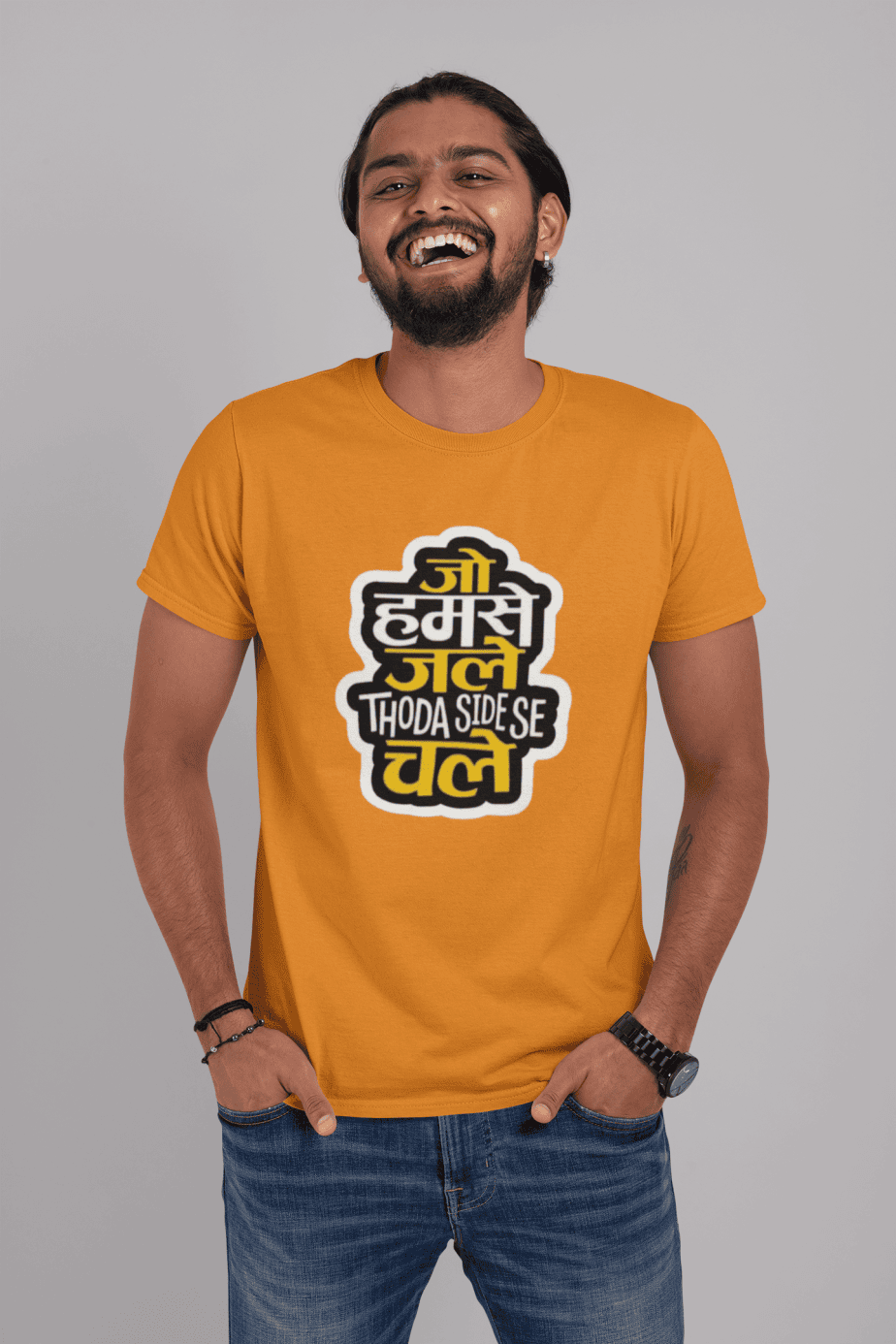 jo humse jale jara thoda side chale half sleeve unisex cotton t shirt