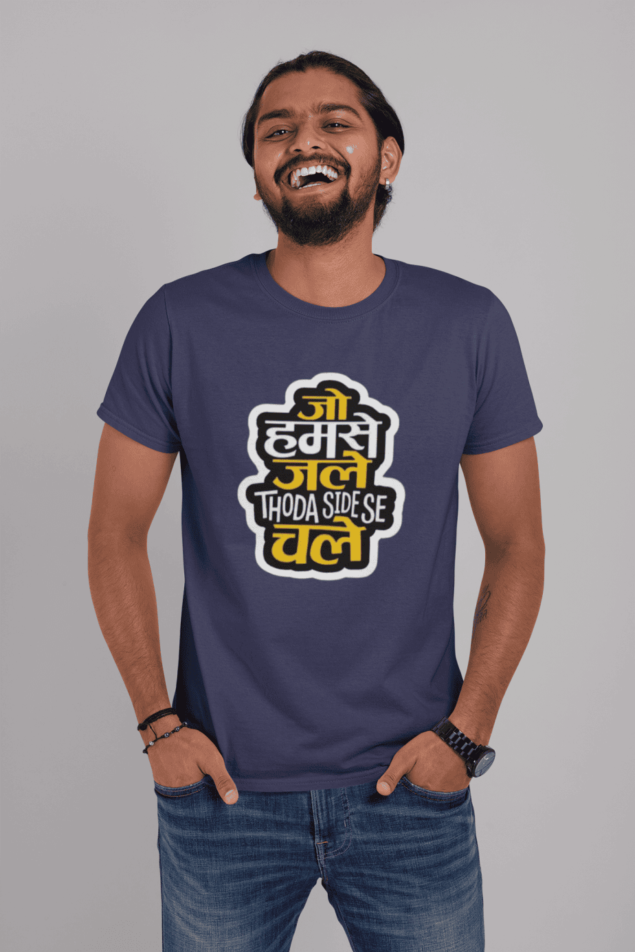 jo humse jale jara thoda side chale half sleeve unisex cotton t shirt
