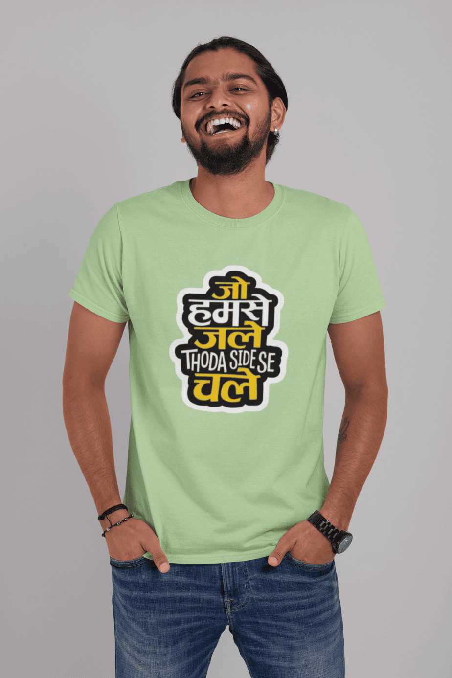 jo humse jale jara thoda side chale half sleeve unisex cotton t shirt