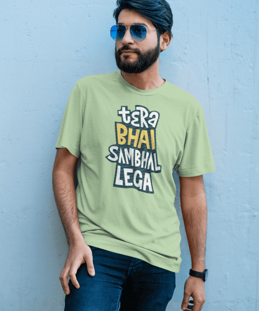 tera bhai sambhal lega half sleeve unisex cotton t shirt