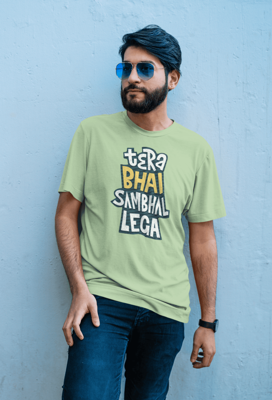 tera bhai sambhal lega half sleeve unisex cotton t shirt