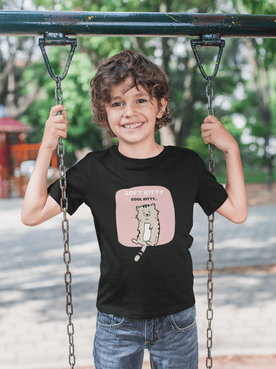 soft kitty cool kitty round neck 100% cotton t shirt