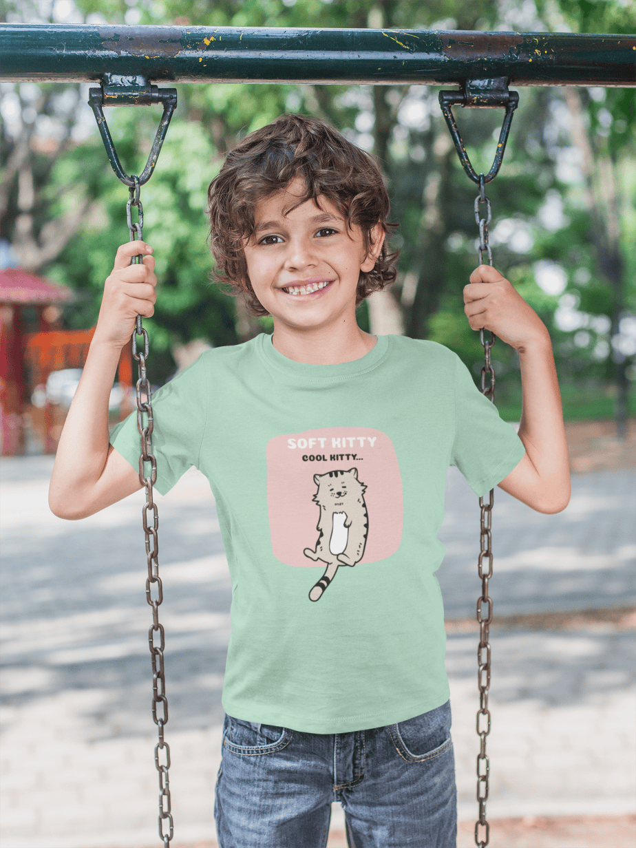soft kitty cool kitty round neck 100% cotton t shirt