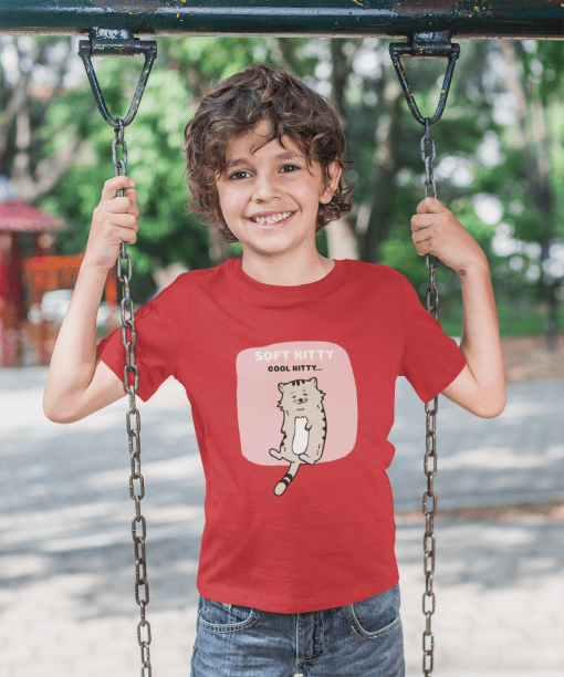 soft kitty cool kitty round neck 100% cotton t shirt
