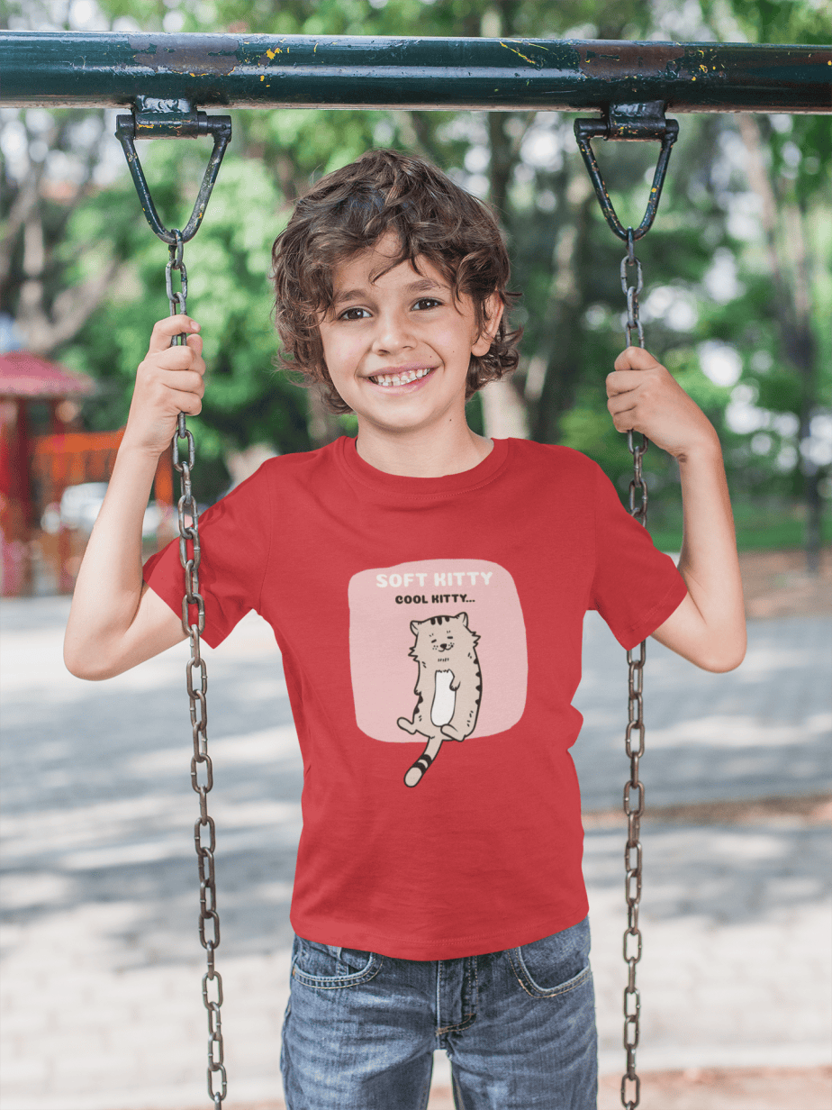 soft kitty cool kitty round neck 100% cotton t shirt
