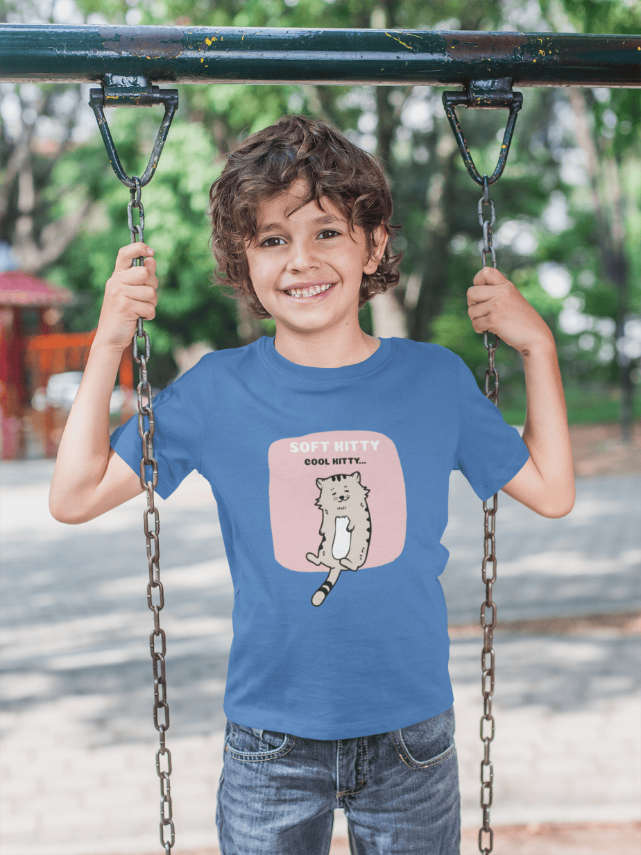 soft kitty cool kitty round neck 100% cotton t shirt