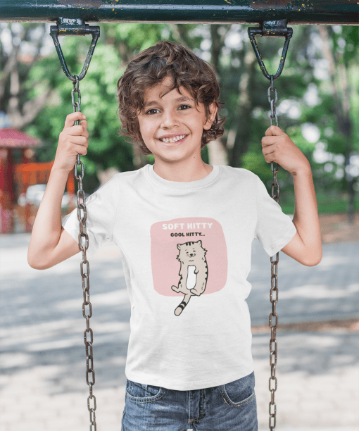 soft kitty cool kitty round neck 100% cotton t shirt