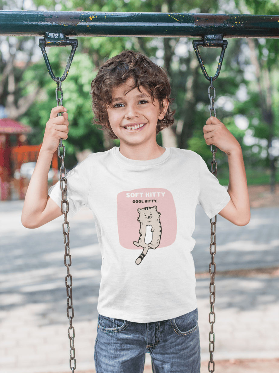 soft kitty cool kitty round neck 100% cotton t shirt