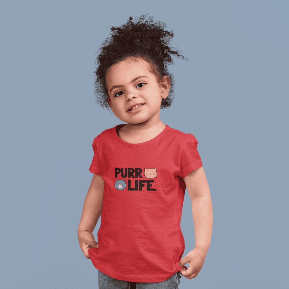 purr life round neck 100% cotton t shirt