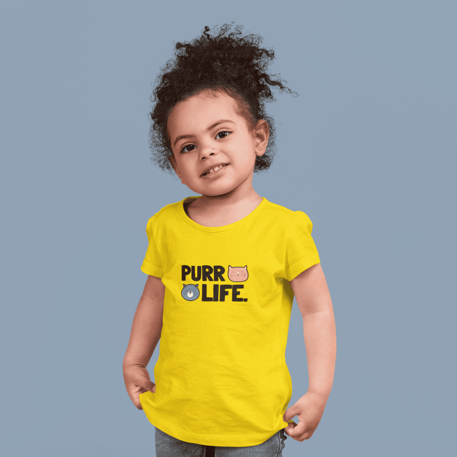 purr life round neck 100% cotton t shirt