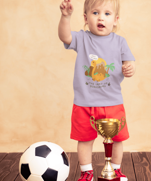 t shirt mockup of a little boy with a soccer ball and a trophy 43081 r el2l