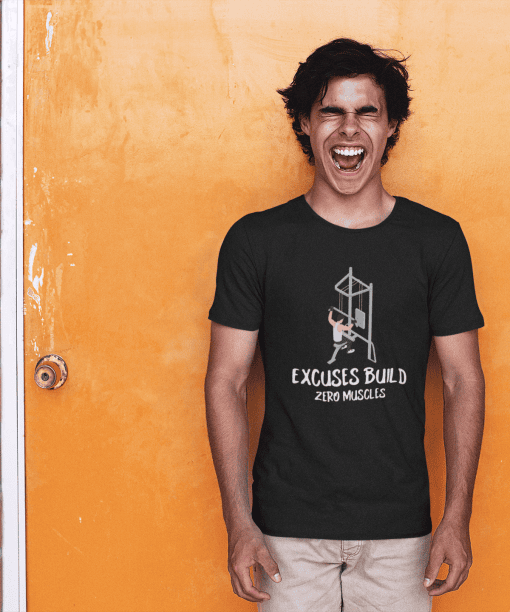 excuses build zero muscles half sleeve unisex cotton t shirt