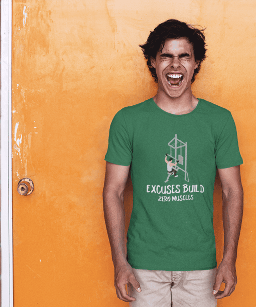 excuses build zero muscles half sleeve unisex cotton t shirt