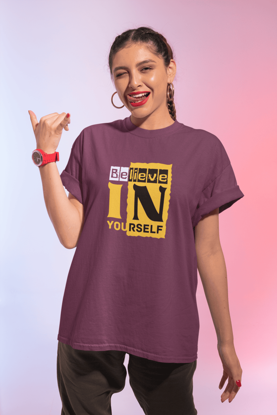 belive in yourself half sleeve unisex cotton t shirt
