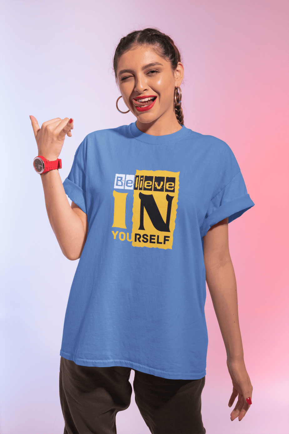 belive in yourself half sleeve unisex cotton t shirt