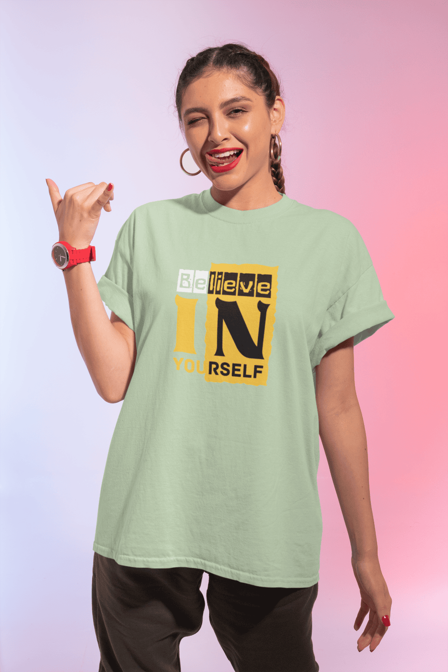 belive in yourself half sleeve unisex cotton t shirt