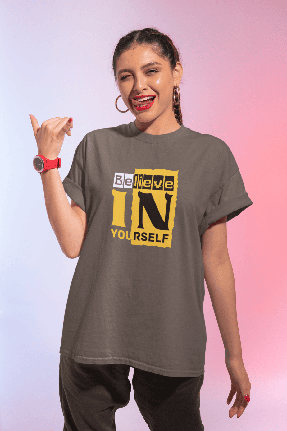 belive in yourself half sleeve unisex cotton t shirt