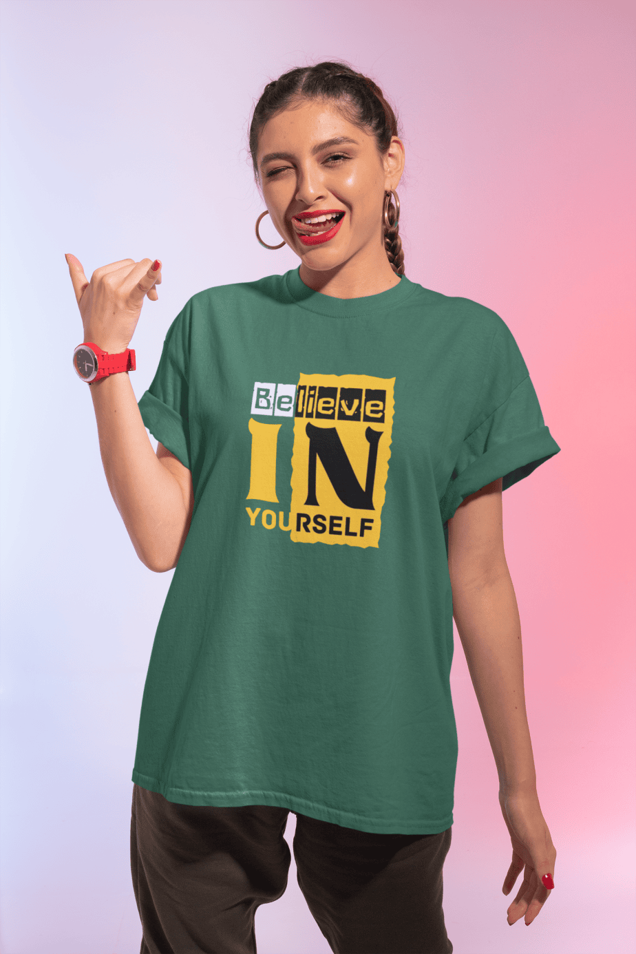 belive in yourself half sleeve unisex cotton t shirt